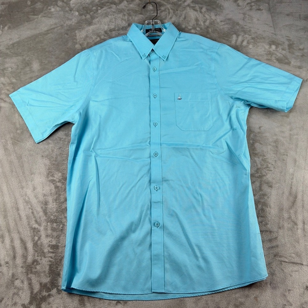 Nordstrom Men's Shop Shirt Mens L Smartcare Light Blue Sailboat